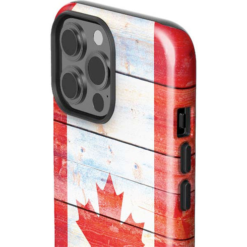Canada Flag Light Wood iPhone 13 Pro Max Impact Case